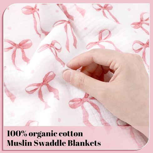 Gilprop Muslin Baby Swaddle Blankets 47x47 Soft Cotton,3 Pcs,Girls' Style in Kuwait