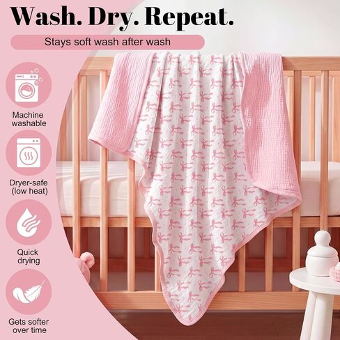 Gilprop Muslin Baby Swaddle Blankets 47x47 Soft Cotton,3 Pcs,Girls' Style in Kuwait