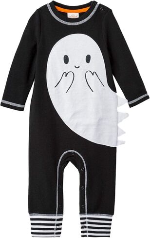 Cat & Jack Baby Boys' Long Sleeve Halloween Ghost Romper (Newborn) Black in Kuwait
