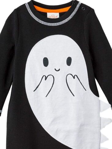 Cat & Jack Baby Boys' Long Sleeve Halloween Ghost Romper (Newborn) Black in Kuwait