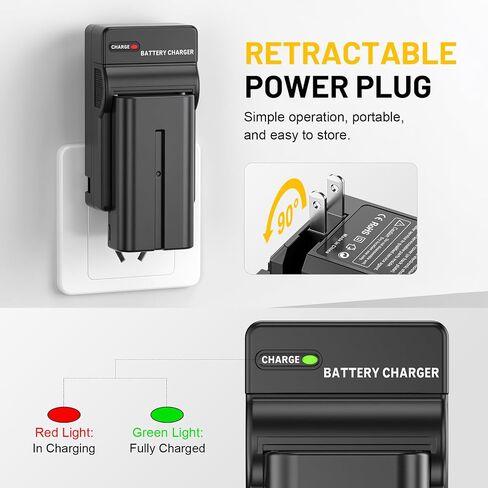 JESSY 2Pack NP-F550 Battery with Wall Charger Compatible for Sony NP F550, F570, F530, F970, F750, F330, TR516, TR716, TR818, TR910, TR917, CN-160, CN-216 LED Video Light, Monitors, Camera Slider in Kuwait