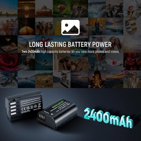 NEEWER Replacement Battery and Charger Set for DMW-BLK22, Compatible with Panasonic Lumix DC-S5 GH5 II S5 II GH6 S5 IIX S9, 2 Pack 2400 mAh Batteries and Type C Dual Channel USB Charger in Kuwait