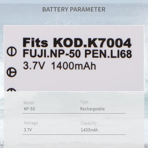 2Pack NP-50 Battery 1400MAH with LED Dual Charger for Fujifilm BC-50 BC-45W | FinePix F200EXR F75EXR F70EXR F100fd F60fd F50fd XF1 XP100 XP150 XP170 X20 F605EXR F660EXR F775EXR F900EXR in Kuwait