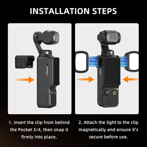 BRDRC 2PCS Pocket 3/4 Magnetic Auxiliary Light, USB C Rechargeable Mini LED Fill Light Attachment, 3 Color Mode & 3-Level Adjustable Brightness for DJI Osmo Pocket 3/4 & Xtra Muse Accessories in Kuwait