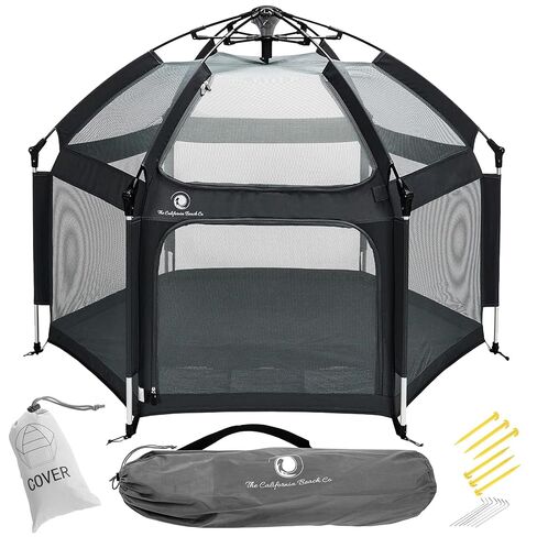 Pop 'N Go Baby Playpen, Pack N Play with Canopy, Beach Tent, Sweet Mint | Patented “pop-up and release" technology with secure safety lock, bug proof mesh, aluminum frame carry bag 12 stakes included in Kuwait
