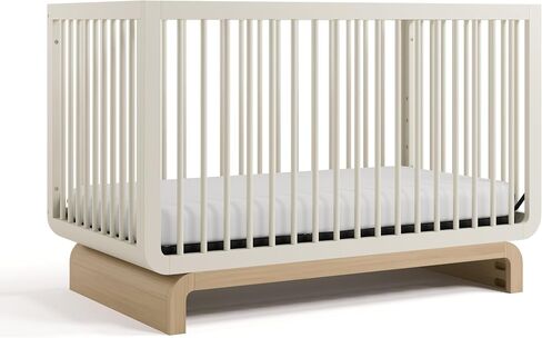 Storkcraft Santorini 5-in-1 Convertible Crib with Guardrail, Hazelnut | GREENGUARD Gold Certified, Toddler Bed Conversion Kit Included, 100% Solid Wood, Fits Standard Baby Crib Mattress in Kuwait