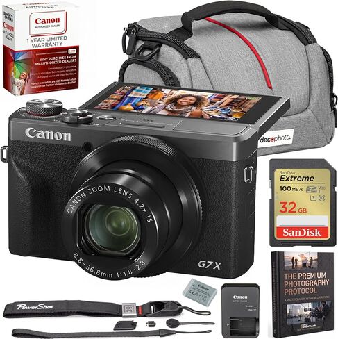 Canon PowerShot G7 X Mark III Graphite Kit - 30th Anniversary Limited Edition 4K Vlogging Digital Camera with 4.2X Optical Zoom Lens 24-100mm f/1.8-2.8 7563C006 Bundle with Deco Gear Case in Kuwait
