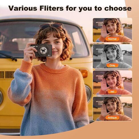 5K Digital Camera,80MP Digital Camera for Photography with 12X Optical Zoom | 3" 180° Flip Screen,Retractable Lens,WIFI,Flash,Autofocus,Vlogging Camera for Youtube with 2 Batteries & 16GB TF Card in Kuwait
