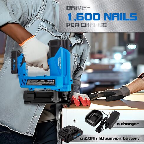 Cordless Brad Nailer with Battery, 2-in-1 Electric Nail Gun/Staple Gun Drives 1600 Nails per Charge, 18 Gauge 5/8’’ to 2’’ Nails and 1/2’’ to 1-5/8’’ Staples in Kuwait