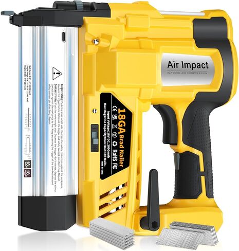 Cordless 2-in-1 Electric Nail Gun and Staple Gun for Dewalt 20V Battery Powered Brad Nailer (Tool Only), Adjustable Depth Finish Nailer with Nails and Staples for Home Improvement & Woodworking in Kuwait