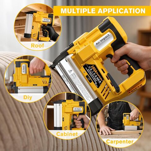 Cordless 2-in-1 Electric Nail Gun and Staple Gun for Dewalt 20V Battery Powered Brad Nailer (Tool Only), Adjustable Depth Finish Nailer with Nails and Staples for Home Improvement & Woodworking in Kuwait