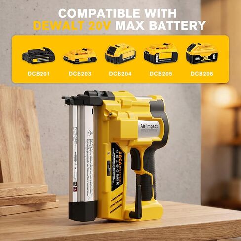 Cordless 2-in-1 Electric Nail Gun and Staple Gun for Dewalt 20V Battery Powered Brad Nailer (Tool Only), Adjustable Depth Finish Nailer with Nails and Staples for Home Improvement & Woodworking in Kuwait