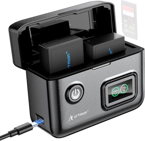 Artman NP-W126 NP-W126S Battery 1500mAh (2-Pack) and 1.5H Dual Slot LCD USB-C Fast Charger for Fujifilm X-M5,X100vi,X100V,X100F,X-T3,X-T30,X-T30 II,X-E4,X-A5,X-A7,X-S10,X-Pro3, Smart Percent Display in Kuwait