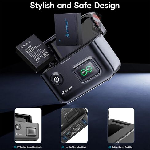 Artman NP-W126 NP-W126S Battery 1500mAh (2-Pack) and 1.5H Dual Slot LCD USB-C Fast Charger for Fujifilm X-M5,X100vi,X100V,X100F,X-T3,X-T30,X-T30 II,X-E4,X-A5,X-A7,X-S10,X-Pro3, Smart Percent Display in Kuwait