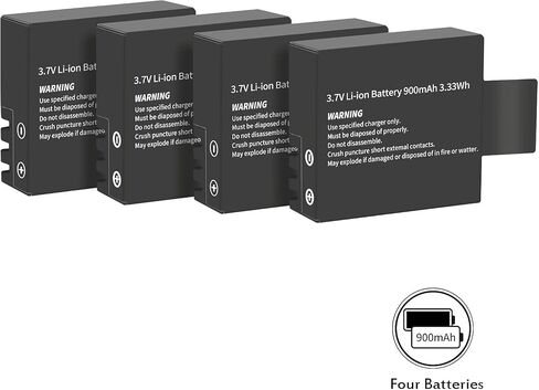 Dual Battery Charger with 4 Pack Replacement Battery 3.7V 900mAh Li-ion Compatible with SJCAM SJ4000 SJ5000 SJ6000 M10 Action Camera in Kuwait
