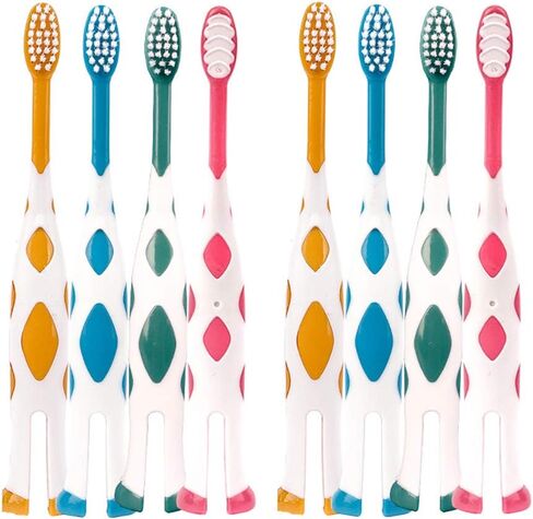 newrichbee 8 Packs Lovely Deer Kids Toothbrush for 2-8 Years | Extra Soft Toddler Toothbrush(Pink&Orange&Blue&Green) in Kuwait