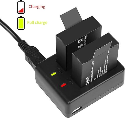 Dual Battery Charger with 4 Pack Replacement Battery 3.7V 900mAh Li-ion Compatible with SJCAM SJ4000 SJ5000 SJ6000 M10 Action Camera in Kuwait
