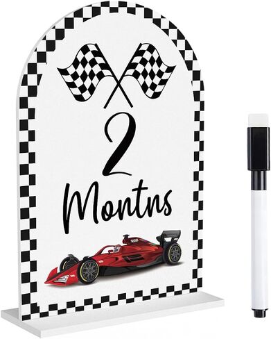 F1 Decor Baby Boy Monthly Milestone Baby Room Decor Acrylic 5 * 7 Inch | Funny Racing Car Decor Baby Boy Monthly Milestone 1-12 Monthly Baby Milestone Boy Newborn Photography Props in Kuwait
