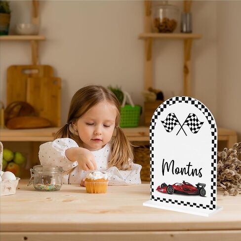 F1 Decor Baby Boy Monthly Milestone Baby Room Decor Acrylic 5 * 7 Inch | Funny Racing Car Decor Baby Boy Monthly Milestone 1-12 Monthly Baby Milestone Boy Newborn Photography Props in Kuwait
