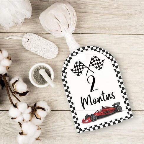 F1 Decor Baby Boy Monthly Milestone Baby Room Decor Acrylic 5 * 7 Inch | Funny Racing Car Decor Baby Boy Monthly Milestone 1-12 Monthly Baby Milestone Boy Newborn Photography Props in Kuwait