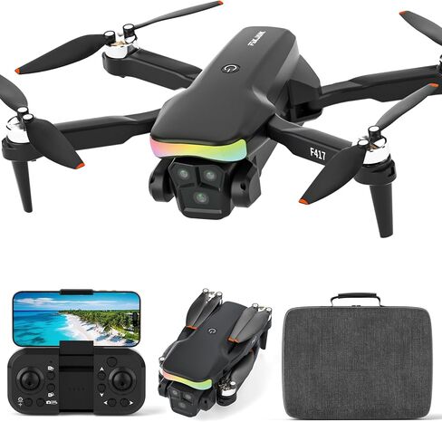 Mini Drone with 1080P Camera for Adults and Beginner,RGB LED Light FPV Drone Quadcopter for Beginners,One Key Take Off/Land Altitude Hold,Optical Flow Positioning Gravity Gesture Control in Kuwait