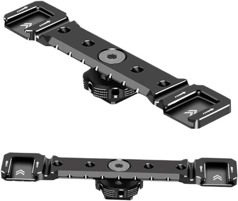 Cold Shoe Mount Bracket Aluminum Dual Hot Shoe Extension Bar Plate Adapter Compatible with Microphone LED Video Light Stand in Kuwait