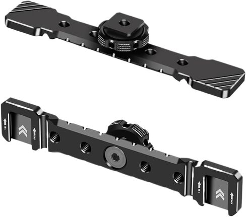 Cold Shoe Mount Bracket Aluminum Dual Hot Shoe Extension Bar Plate Adapter Compatible with Microphone LED Video Light Stand in Kuwait