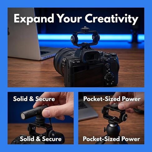 GANAZONO Triple Cold Shoe Mount Flash Bracket for Cameras and Microphones, Aluminum Alloy 1/4 Thread Compact Lightweight Camera Bracket for Professional Video Production and Filming Setup in Kuwait