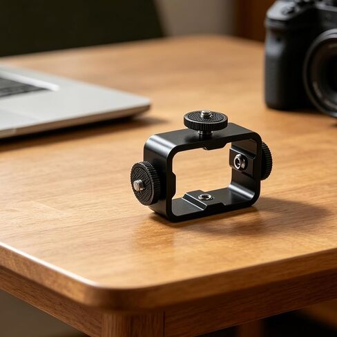 GANAZONO Triple Cold Shoe Mount Flash Bracket for Cameras and Microphones, Aluminum Alloy 1/4 Thread Compact Lightweight Camera Bracket for Professional Video Production and Filming Setup in Kuwait
