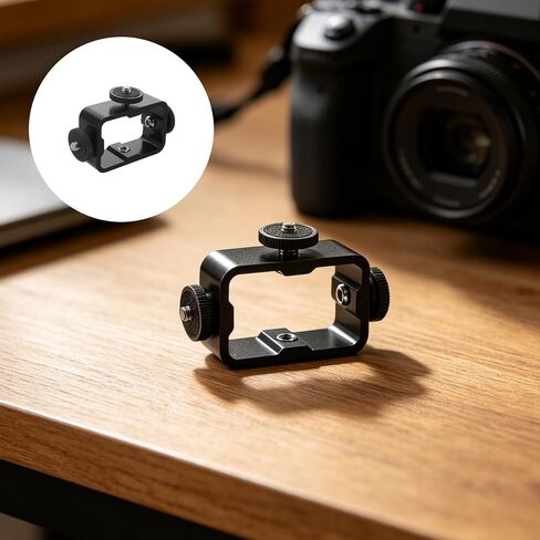 GANAZONO Triple Cold Shoe Mount Flash Bracket for Cameras and Microphones, Aluminum Alloy 1/4 Thread Compact Lightweight Camera Bracket for Professional Video Production and Filming Setup in Kuwait