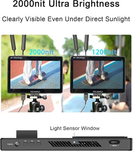 FEELWORLD LUT11H 2000nit Camera Field Monitor, 10.1 Inch 1920x1200 Touchscreen 4K 60Hz HDMI Video Monitor Screen with U-Shape Bracket, Dual Battery Slots, 3D LUT Waveform HDR Focus Peaking in Kuwait