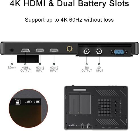 FEELWORLD LUT11H 2000nit Camera Field Monitor, 10.1 Inch 1920x1200 Touchscreen 4K 60Hz HDMI Video Monitor Screen with U-Shape Bracket, Dual Battery Slots, 3D LUT Waveform HDR Focus Peaking in Kuwait