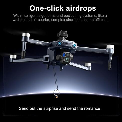 GPS Drone with One Key Airdrop (1 pound), 5G Technology, Brushless Motor, 360° Laser Obstacle Avoidance, 5 Inch Touch - Screen Display Remote Controller, 2.7K Real Pixels, 3 Axis Gimbal Camera, Auto Return (Go Home), One Key Follow (Follow me), Speed Adju in Kuwait