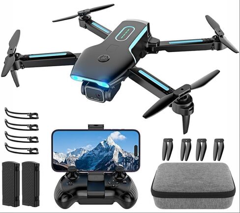 Drone with Camera, 1080P FPV Foldable Drone, Brushless Motor, 2 Batteries, One Key Take Off/Land, Altitude Hold, 360° Flips, Waypoint Flight, Gravity Control, Mini Drone for Kids, Adults & Beginners in Kuwait