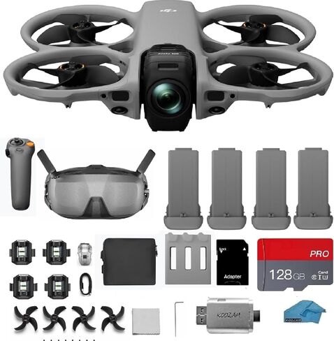 DJI Avata 360 FPV Drone Bundle: 4 Intelligent Flight Batteries, Goggles N3 & RC Motion 3 Controller | 4K 360° Immersive Flight, Easy ACRO, 128GB SD Card & Sling Bag in Kuwait