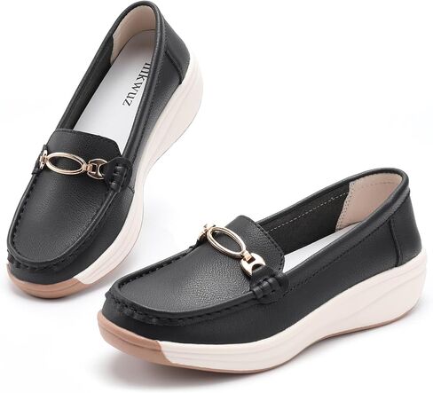Women's Slip on Fashion Sneakers - Comfortable Wedge Platform Loafers for Standing All Day Walking,Work Shoes in Kuwait