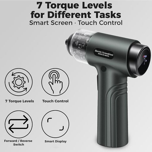 32in1 Electric Screwdriver 7 Torque for Home Repair | Digital display, LED light, 2500mAh battery, motor lock, 1/4" hex, for electronics, furniture, DIY in Kuwait