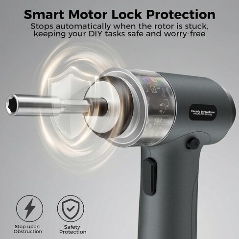32in1 Electric Screwdriver 7 Torque for Home Repair | Digital display, LED light, 2500mAh battery, motor lock, 1/4" hex, for electronics, furniture, DIY in Kuwait