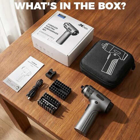32in1 Electric Screwdriver 7 Torque for Home Repair | Digital display, LED light, 2500mAh battery, motor lock, 1/4" hex, for electronics, furniture, DIY in Kuwait