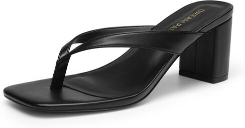DREAM PAIRS Women's Chunky Low Heel Thong Sandals | Square Open Toe Slip On, Flip Flop Summer Heels, Comfortable Elgeant Going Out Sandals, Causal for Travel Daily Party Events in Kuwait