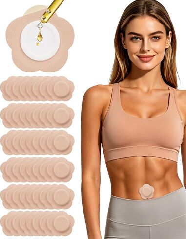 48PCS Castor Oil Patches, Leak-Proof Belly Button Patch Cover | Disposable Castor Oil Pack Wraps with Organic Cotton Patches, Castor Oil Not Included, Portable & Breathable, Skin-Friendly in Kuwait