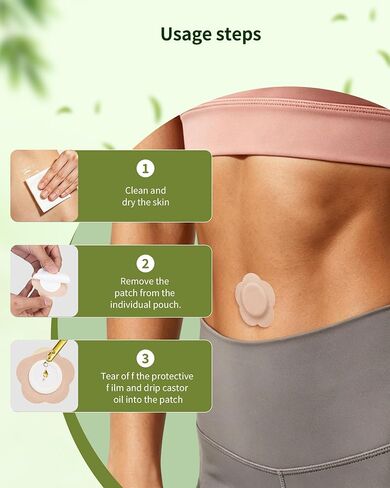 48PCS Castor Oil Patches, Leak-Proof Belly Button Patch Cover | Disposable Castor Oil Pack Wraps with Organic Cotton Patches, Castor Oil Not Included, Portable & Breathable, Skin-Friendly in Kuwait