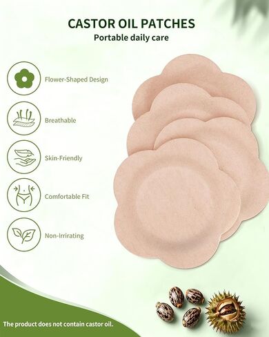 48PCS Castor Oil Patches, Leak-Proof Belly Button Patch Cover | Disposable Castor Oil Pack Wraps with Organic Cotton Patches, Castor Oil Not Included, Portable & Breathable, Skin-Friendly in Kuwait