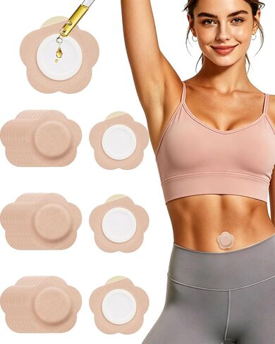 48PCS Castor Oil Patches, Leak-Proof Belly Button Patch Cover | Disposable Castor Oil Pack Wraps with Organic Cotton Patches, Castor Oil Not Included, Portable & Breathable, Skin-Friendly in Kuwait
