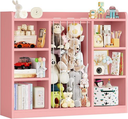 ONBRILL 2-in-1 Toy & Stuffed Animal Organizer, Kids 6-Cube Storage Shelf with Rounded Corners & Anti-Tip for Playroom Bedroom in Kuwait
