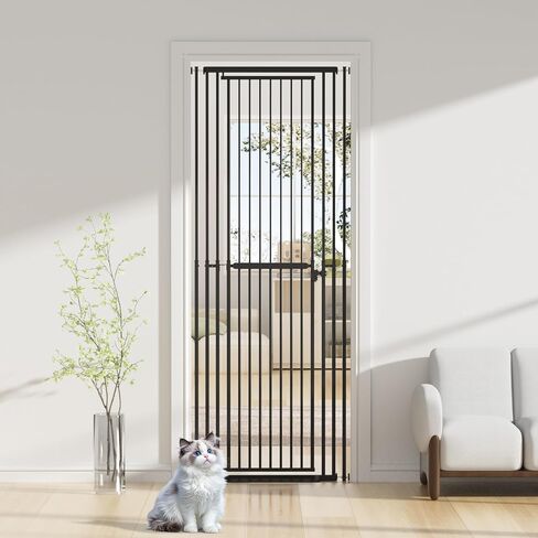 KORIMEFA 47"-87" Extra Tall Cat Gate – Adjustable Pet Gate for Doorways & Stairs, Pressure-Mounted, No-Drill Installation, 27.6"-31.5" Opening, White – Ideal for Studio, Home in Kuwait