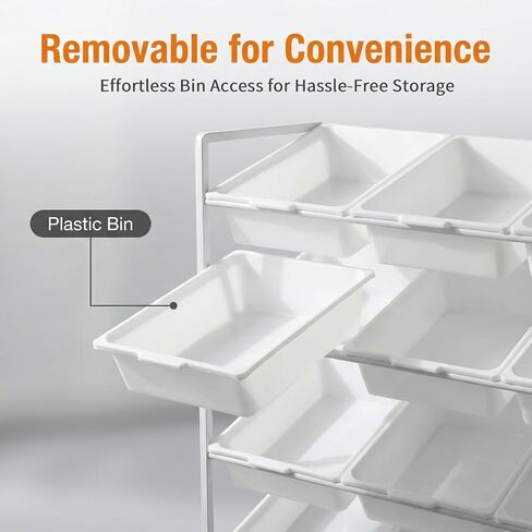 PureBox 4-Tier 3-Row Kids Toy Storage Organizer with 12 Rolling Plastic Bins, Mobile Utility Cart Bookshelf Cabinet for Playroom, Bedroom, and Classroom, Easy-Glide Bins for Quick Cleanup in Kuwait