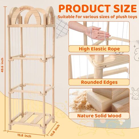 JOLLITO Stuffed Animal Storage Organizers,Large Capacity Wooden Cute Plushies Toy Zoo Holder and Storage for Toddler Rooms, Playrooms & Bedrooms in Kuwait