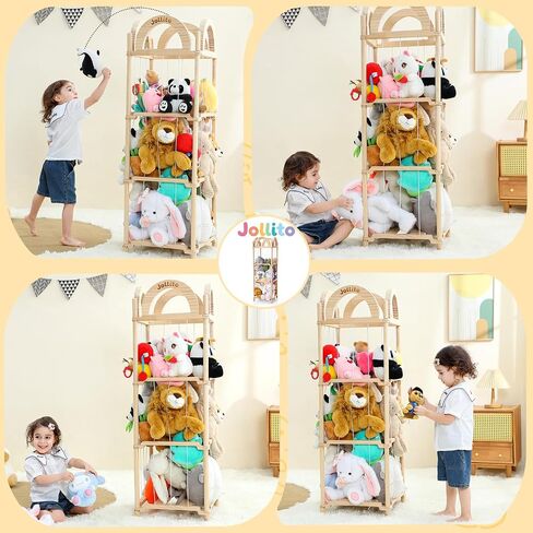 JOLLITO Stuffed Animal Storage Organizers,Large Capacity Wooden Cute Plushies Toy Zoo Holder and Storage for Toddler Rooms, Playrooms & Bedrooms in Kuwait
