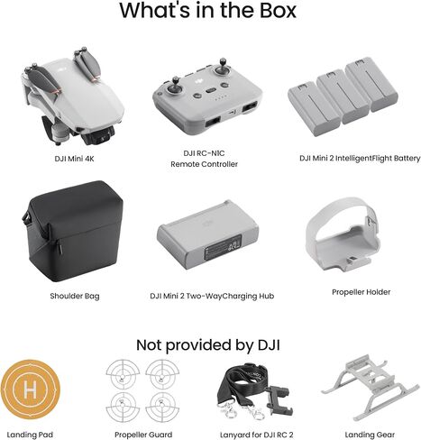 DJI Mini 4K Fly More Combo, Drone with 4K UHD Camera for Adults,3 Batteries for 93-Min Max Flight Time.Lanyard, Landing Pad, Landing Gear, Propeller Guard in Kuwait